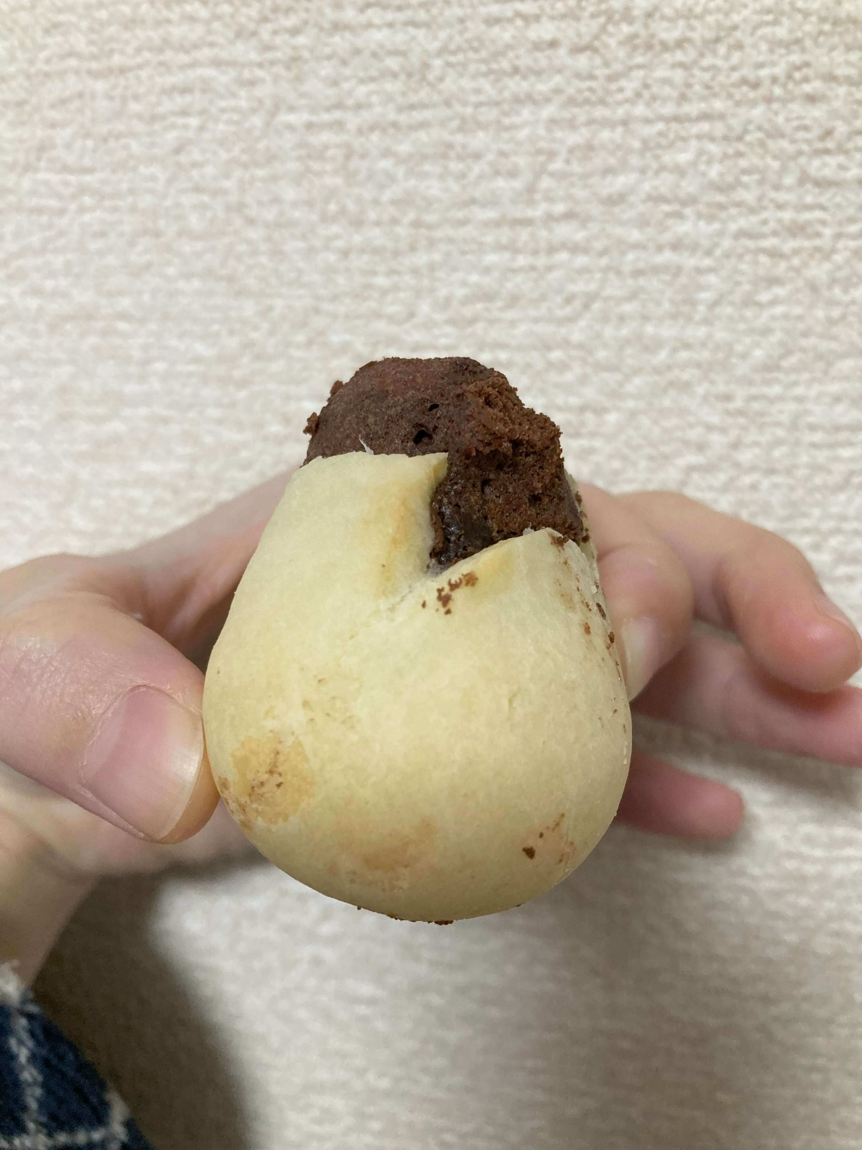 ミニワンのチョコパン「ちょこもり」の横から見た写真